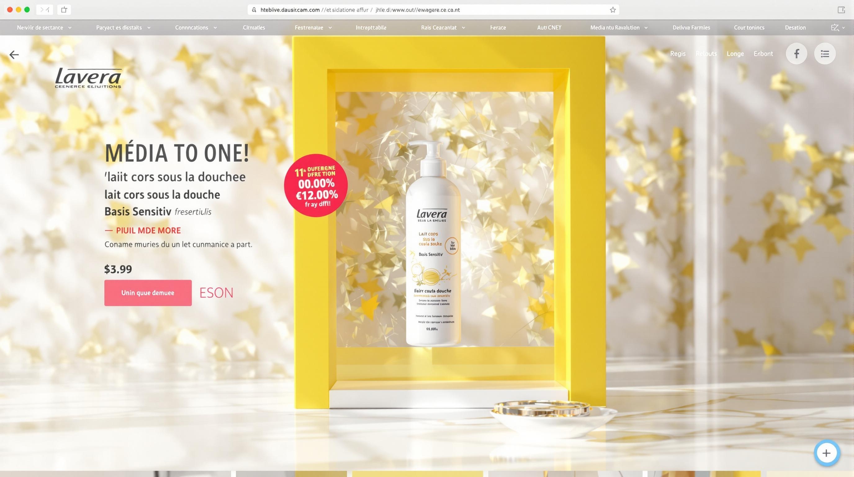 Capture d’écran d’un site affichant le produit Lavera en promotion.