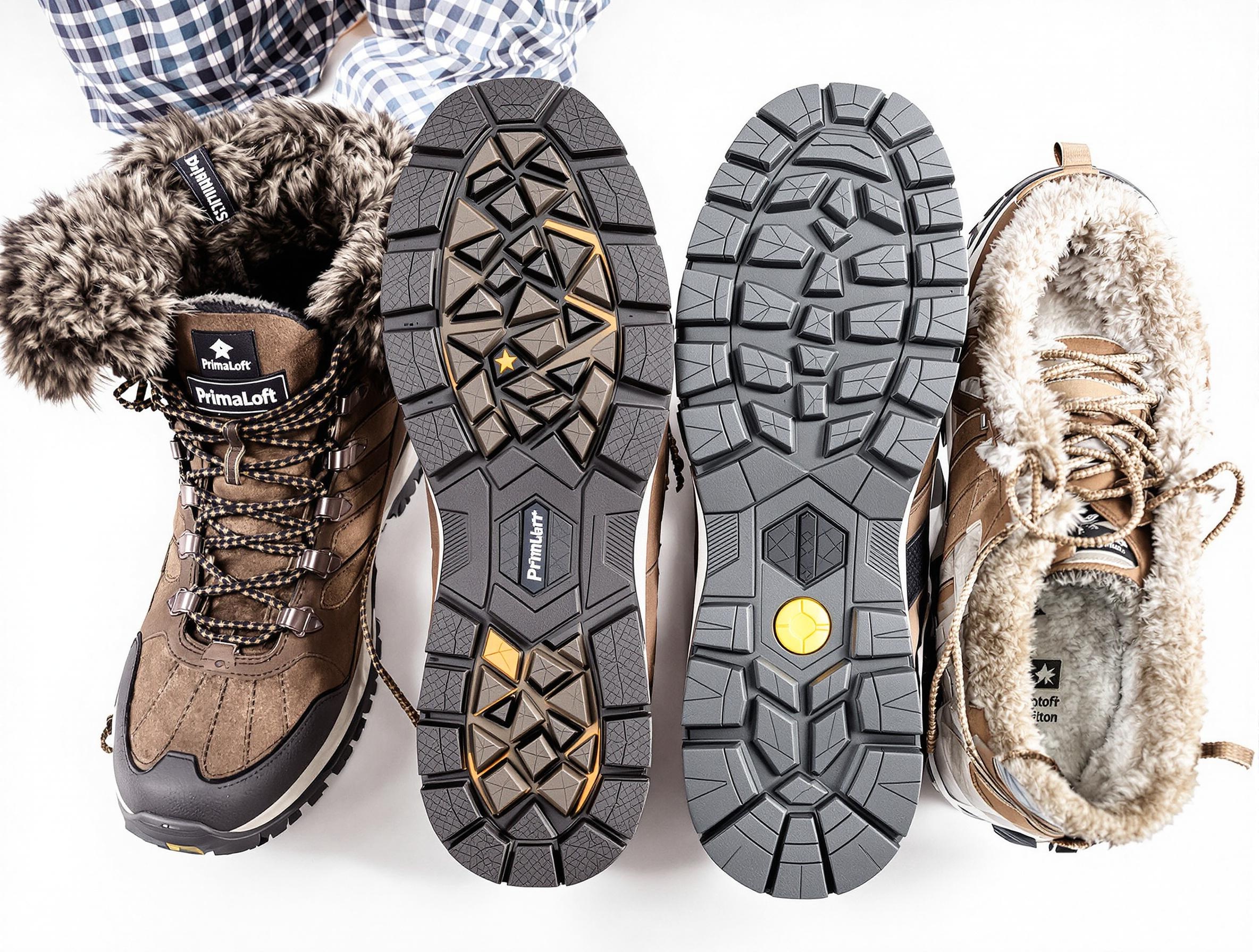 Chaussures d'hiver : bottes fourrées et chaussures de randonnée avec semelle crantée PrimaLoft