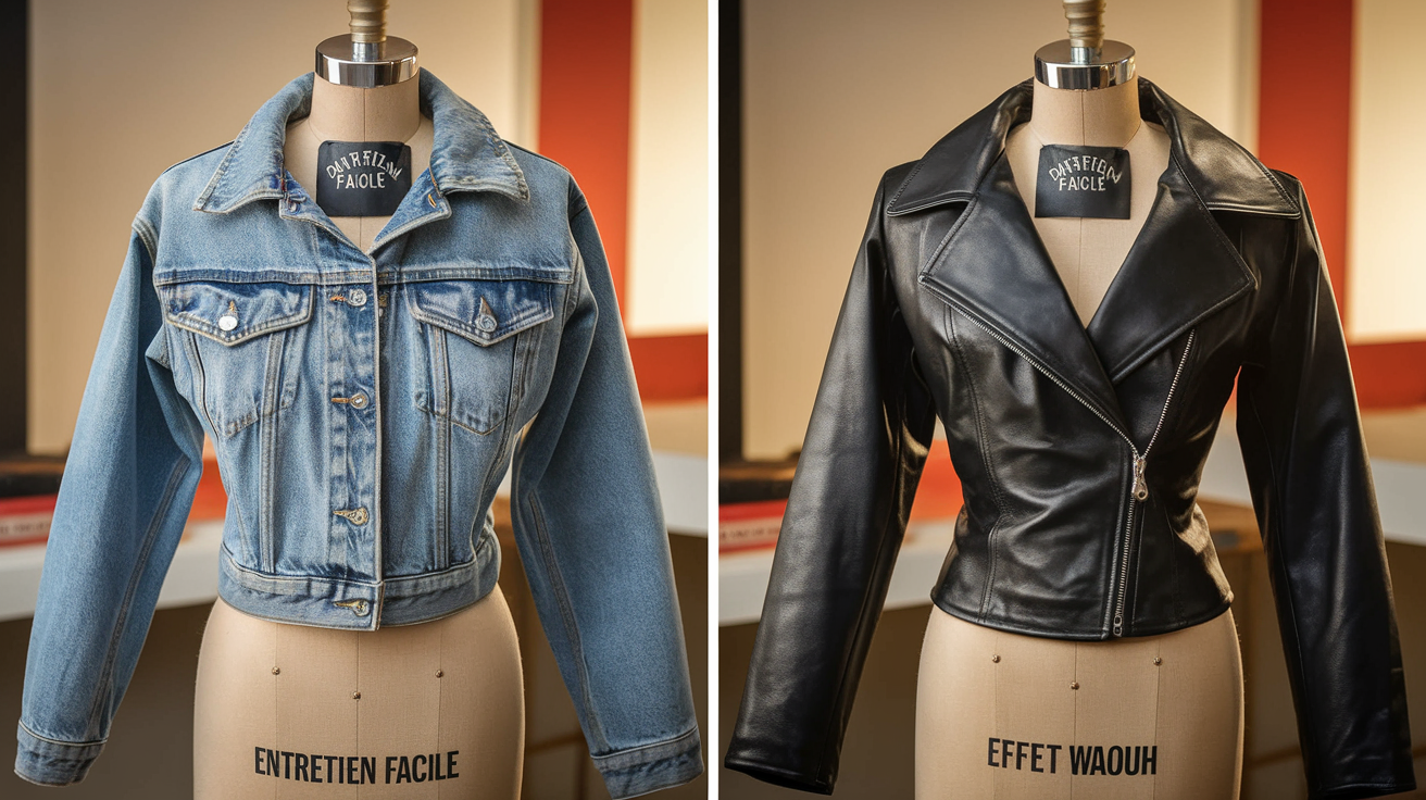 Comparatif veste denim rockabilly vs cuir années 50