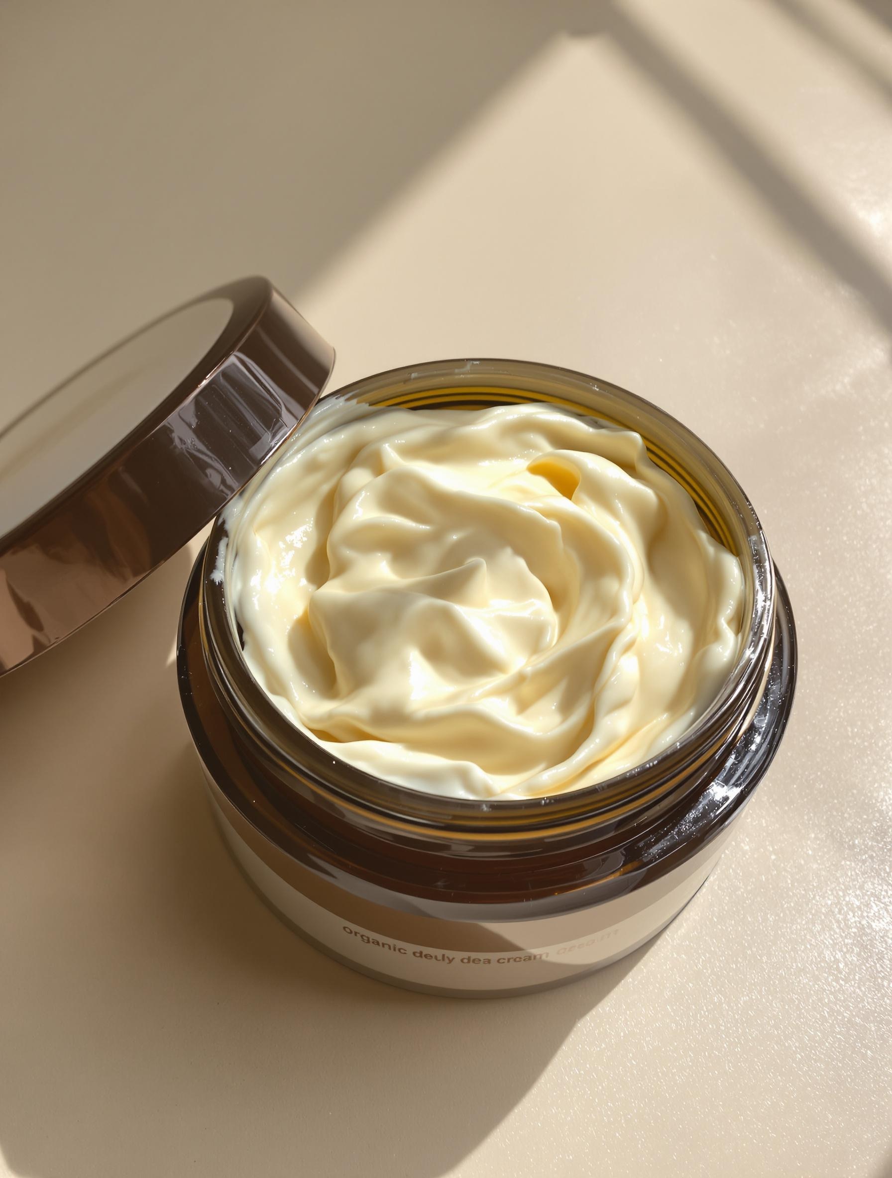 Pot ouvert de la Crème de jour Beurre de Karité Bio Yves Rocher.