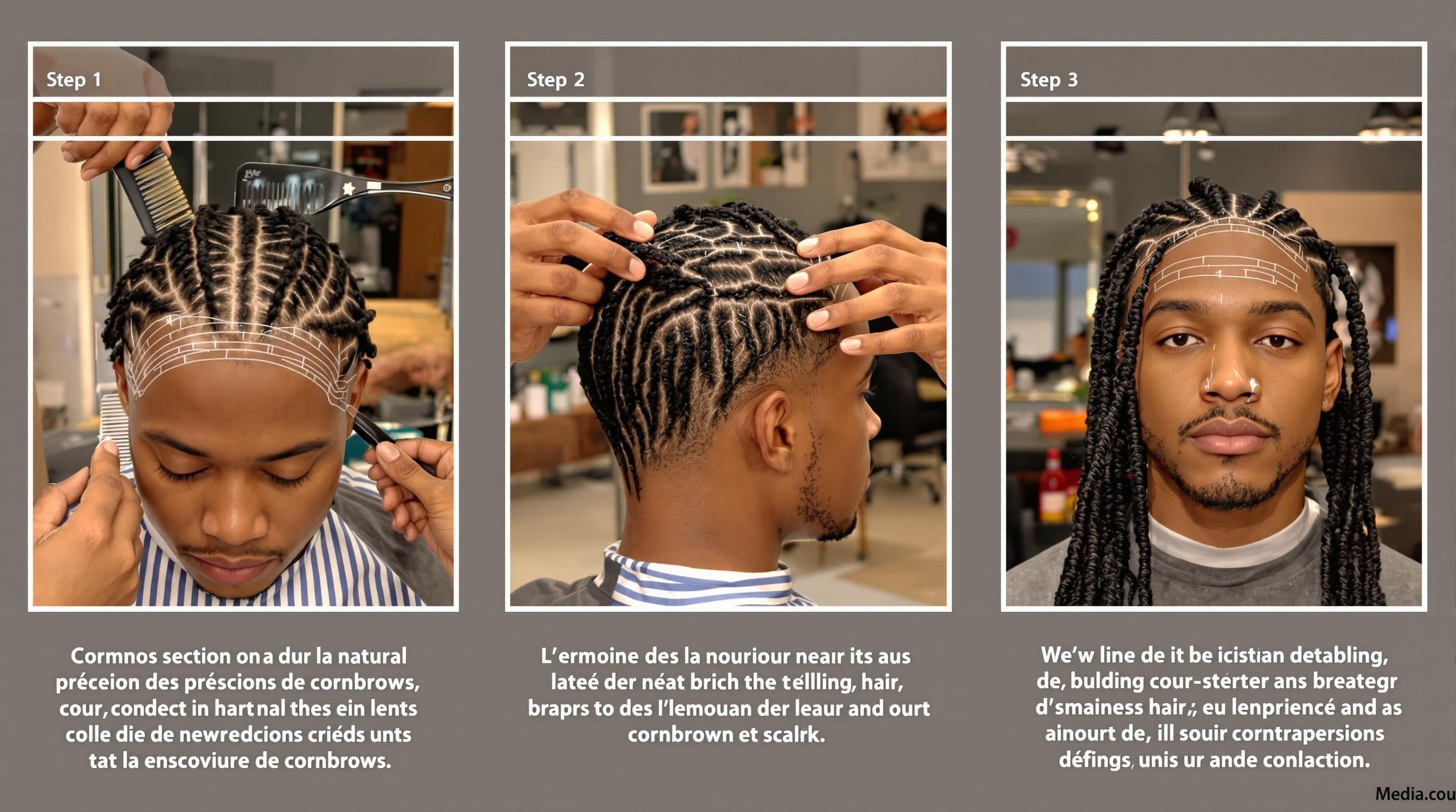 Étapes pour réaliser des cornrows homme afro