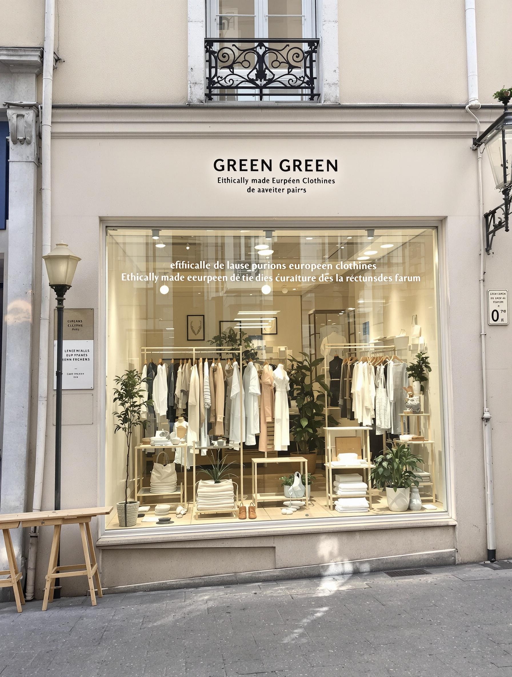 Façade d’une boutique green à Paris, intérieur épuré