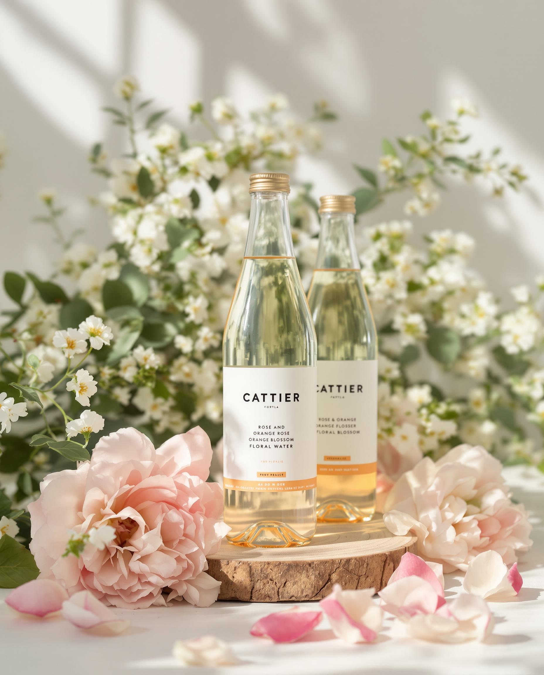 Flacons d'eau florale rose et fleur d'oranger de Cattier