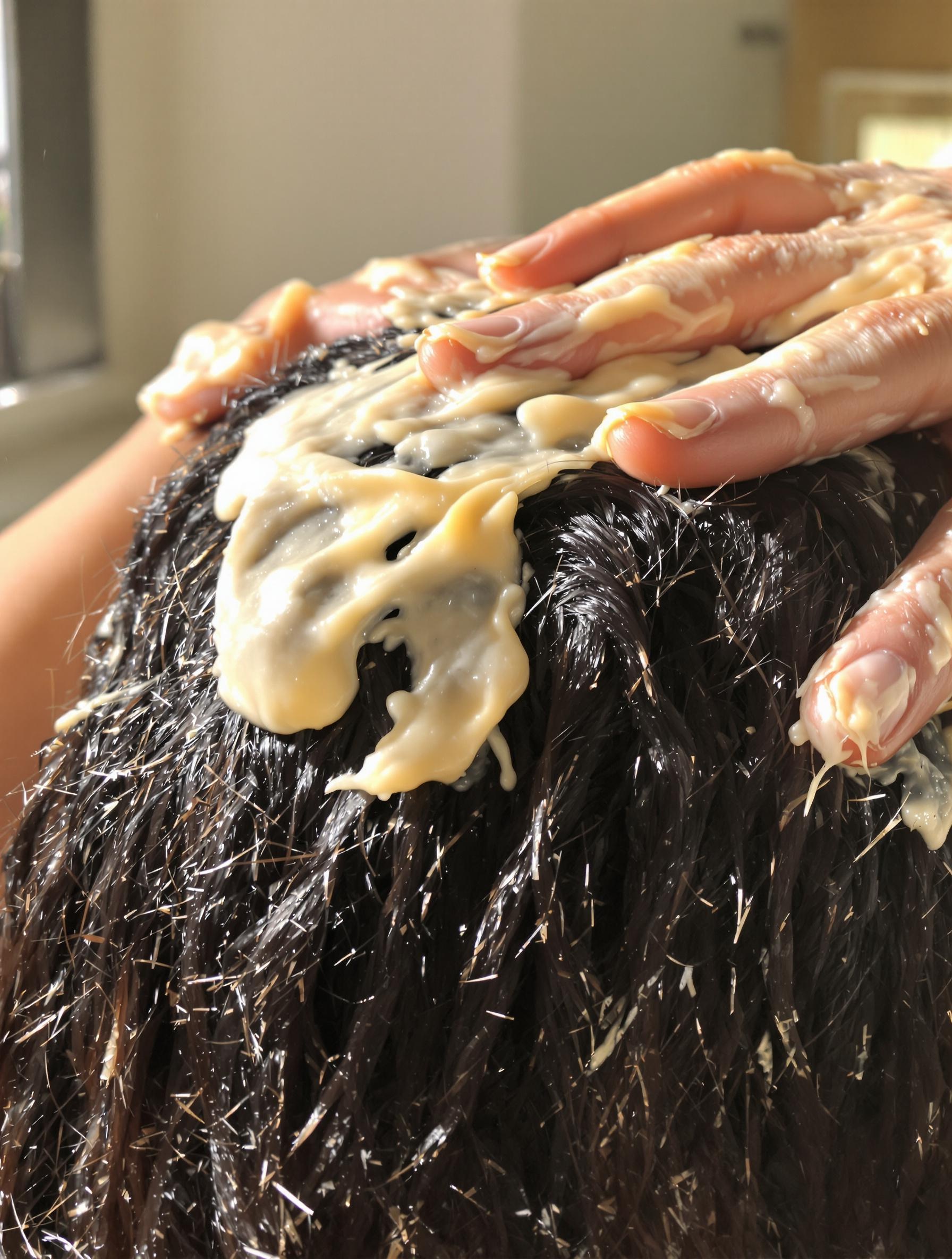 Application d’un masque capillaire naturel à l’oignon