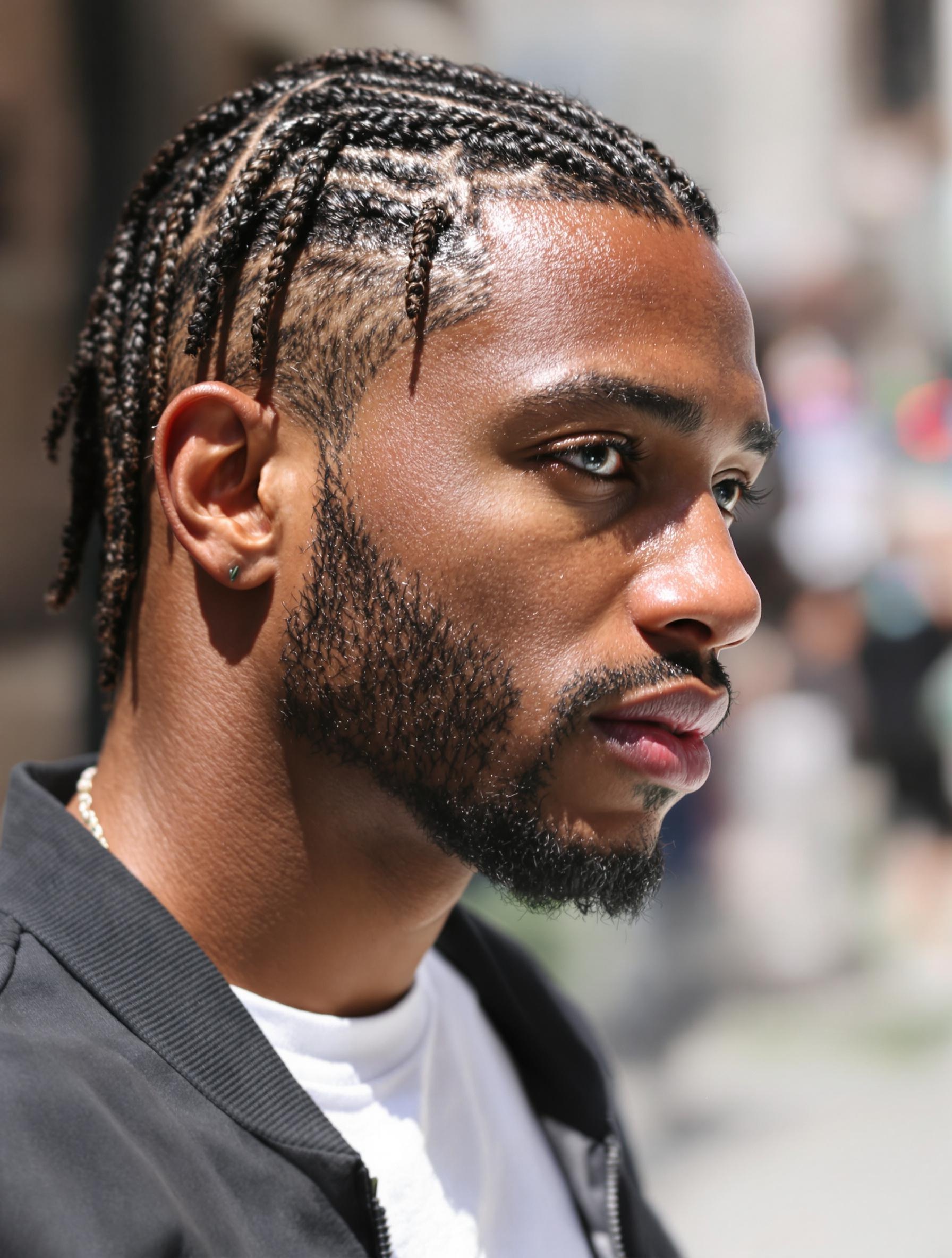 Cornrows classiques homme tresses plaquées serrées rangées droites