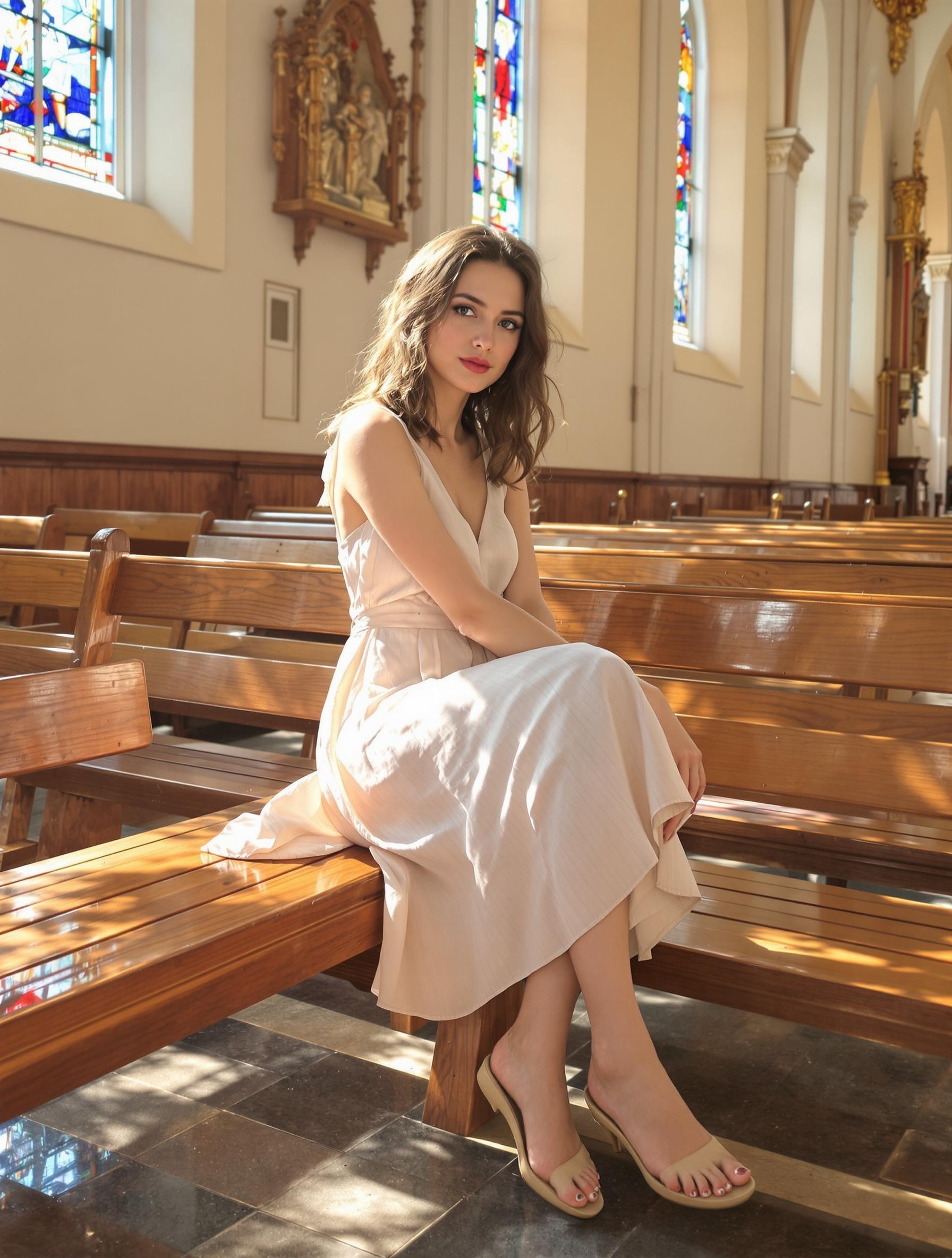 essayage tenue communion confort essayage bras jambes banc église lumière naturelle