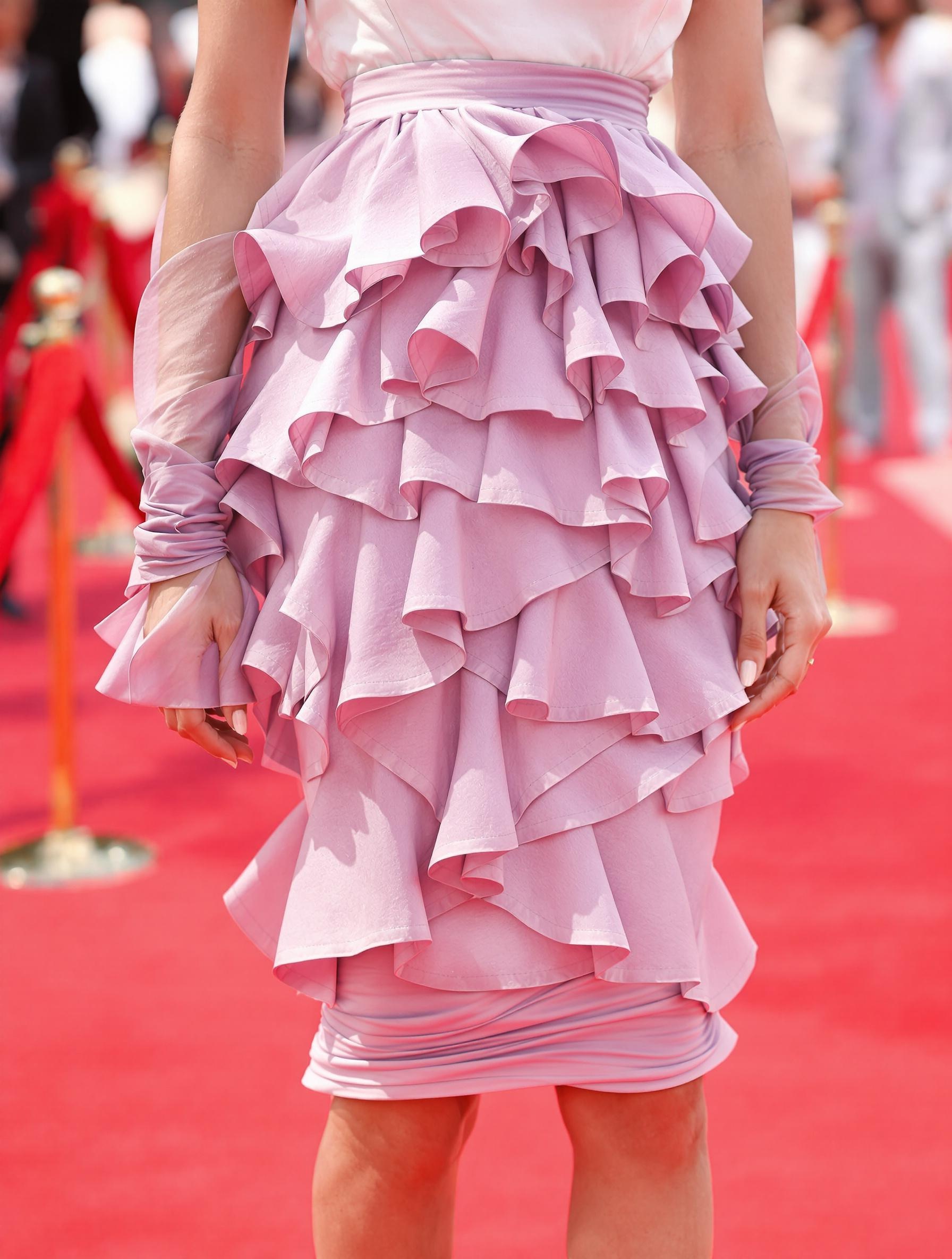 Jupe crayon à volants aperçue au Festival de Cannes 2025.