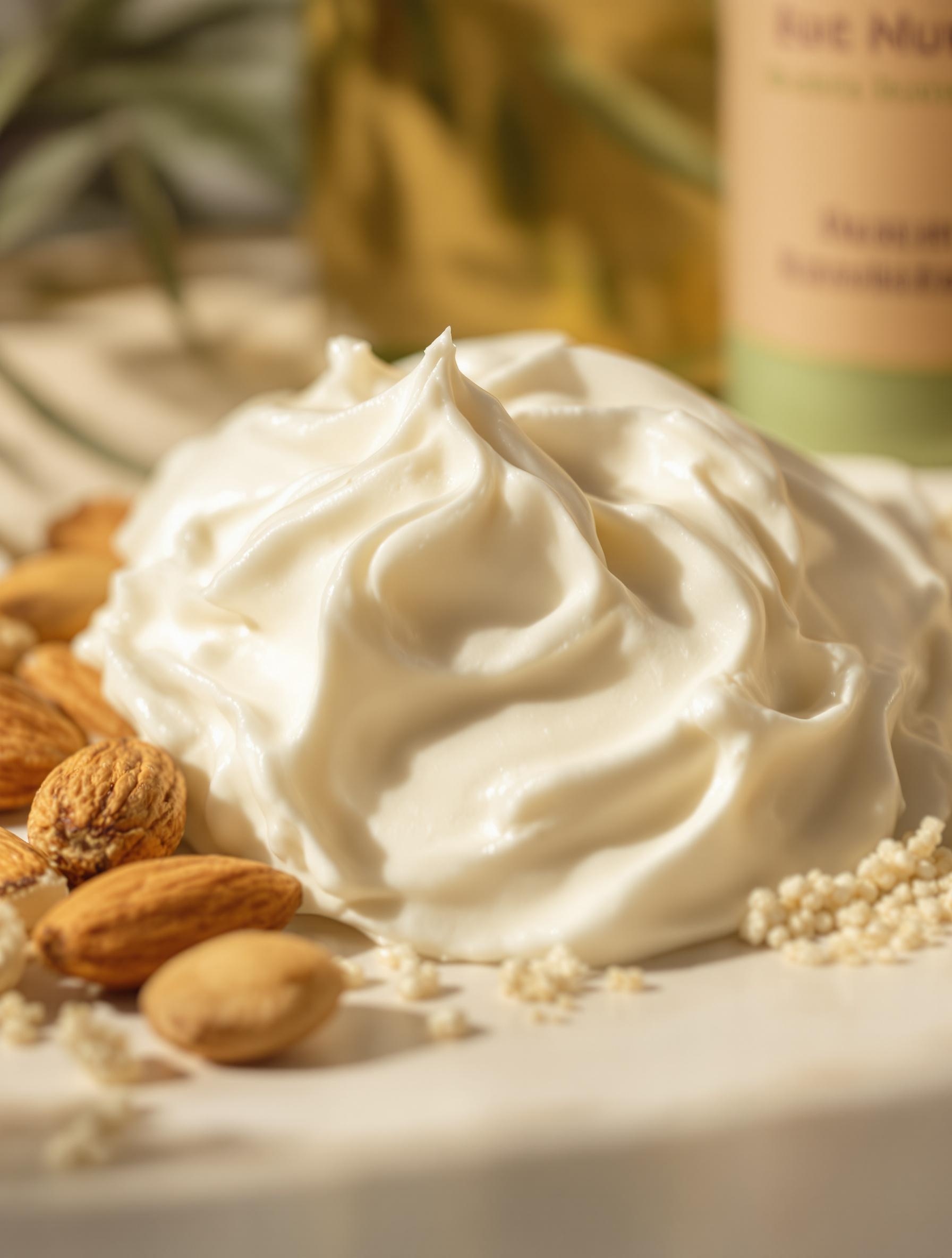 Texture cosmétique naturelle avec amande et karité bio