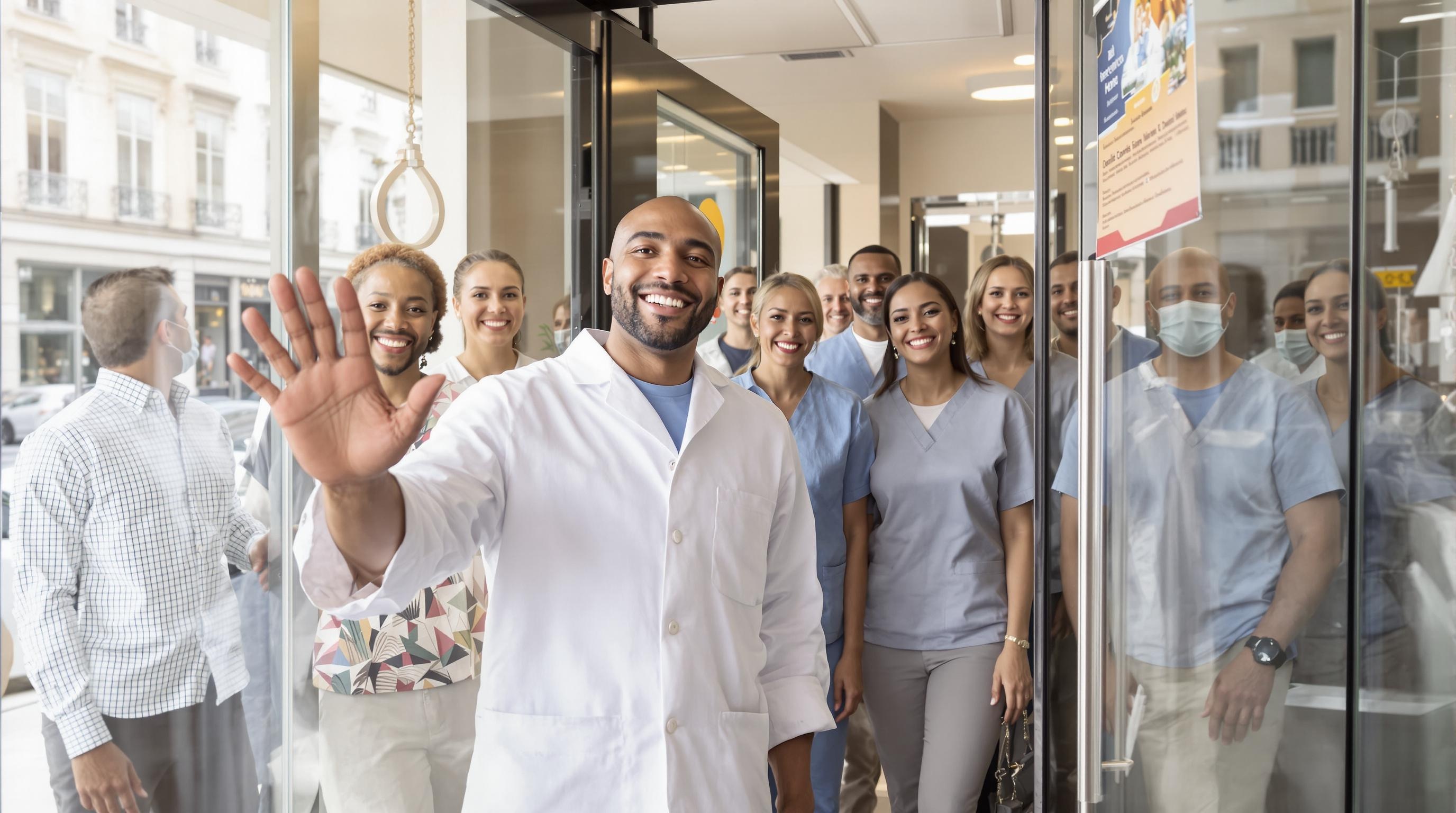Patients souriants dans un cabinet dentaire à Paris
