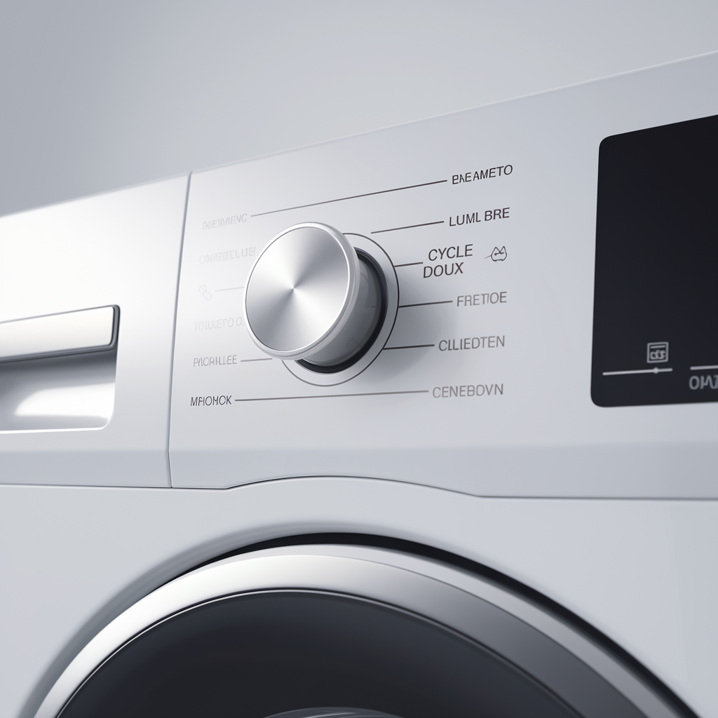 Pictogramme cycle doux sur une machine à laver moderne