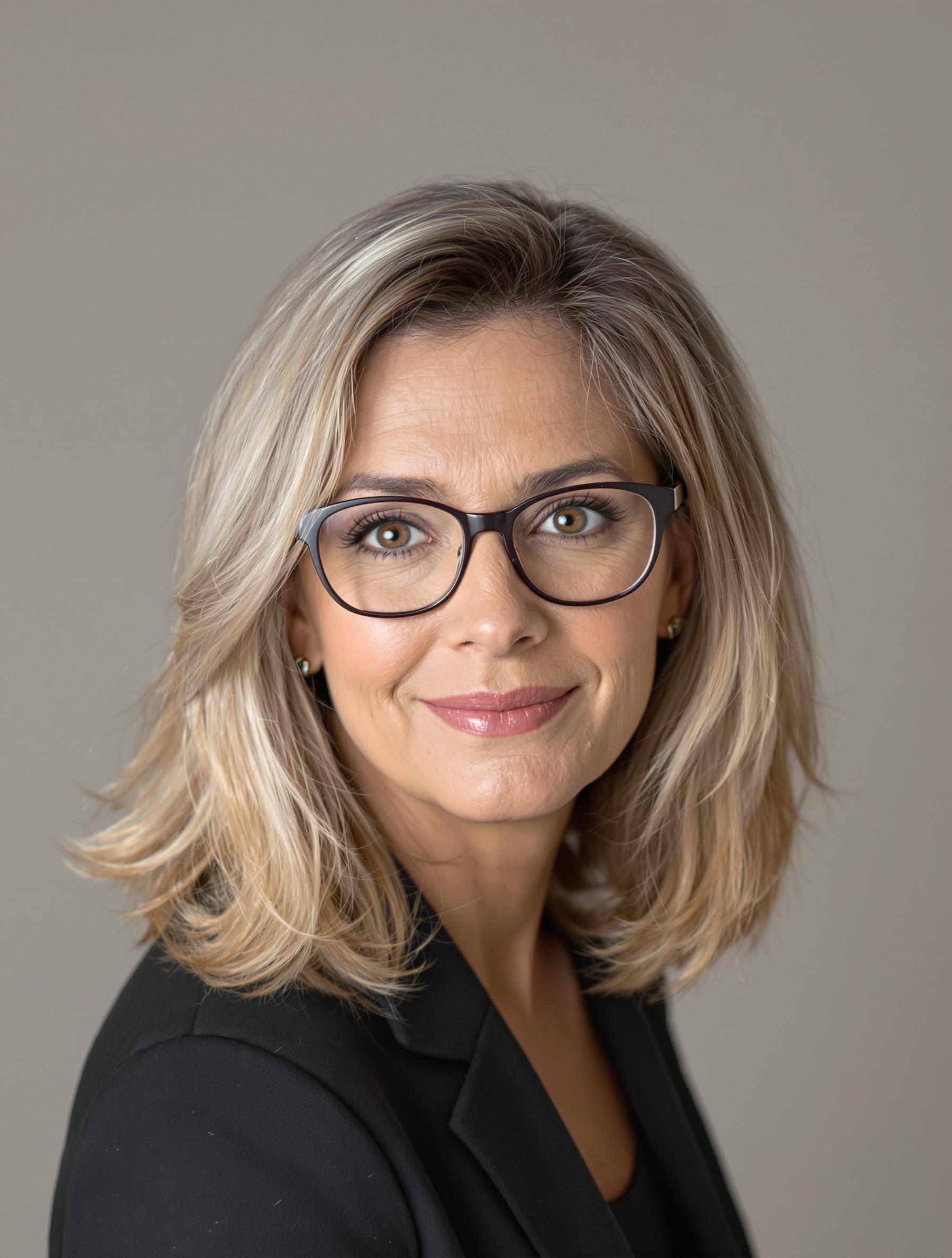 Coloration balayage subtile femme mature lunettes