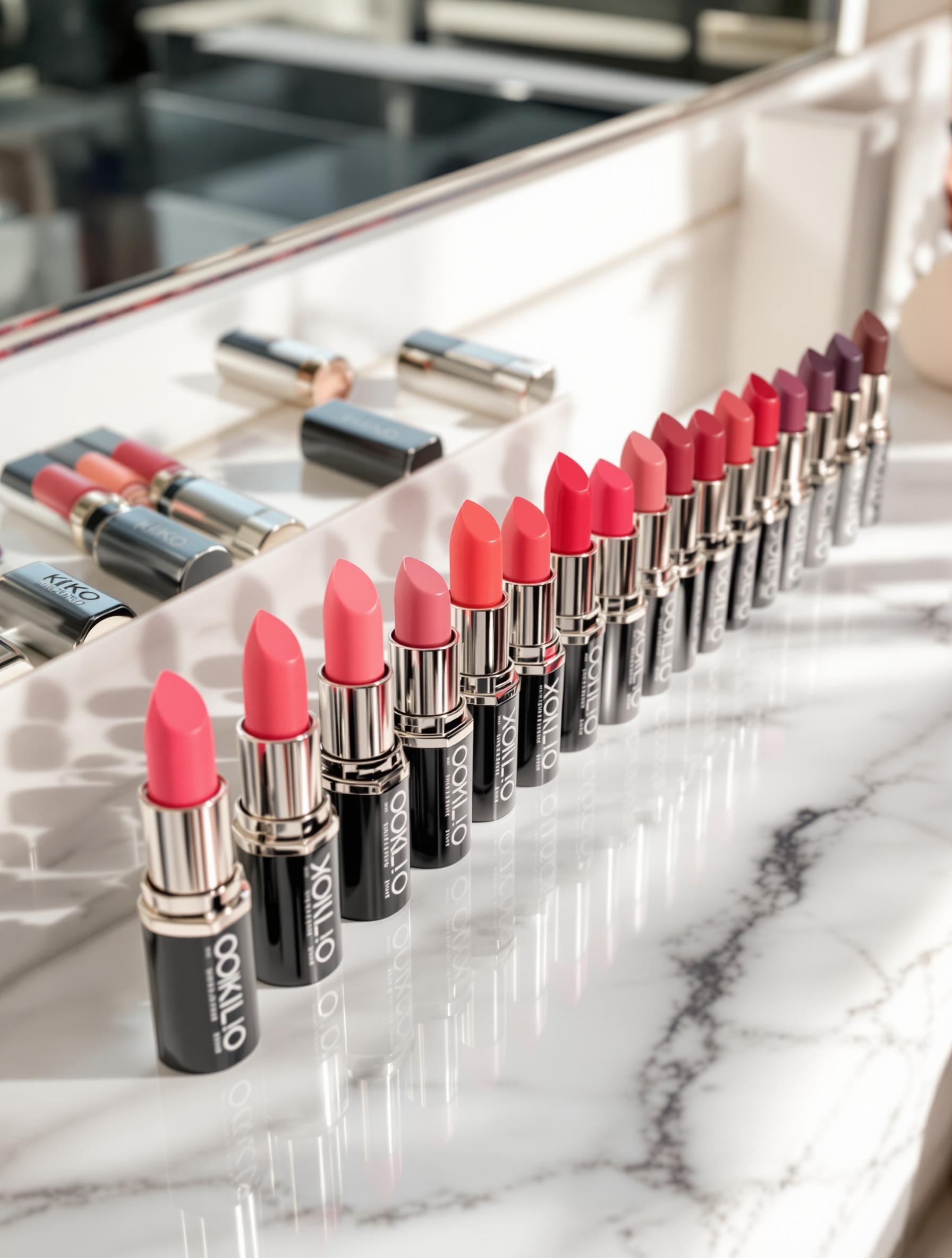 Collection de rouges à lèvres Kiko Milano alignés