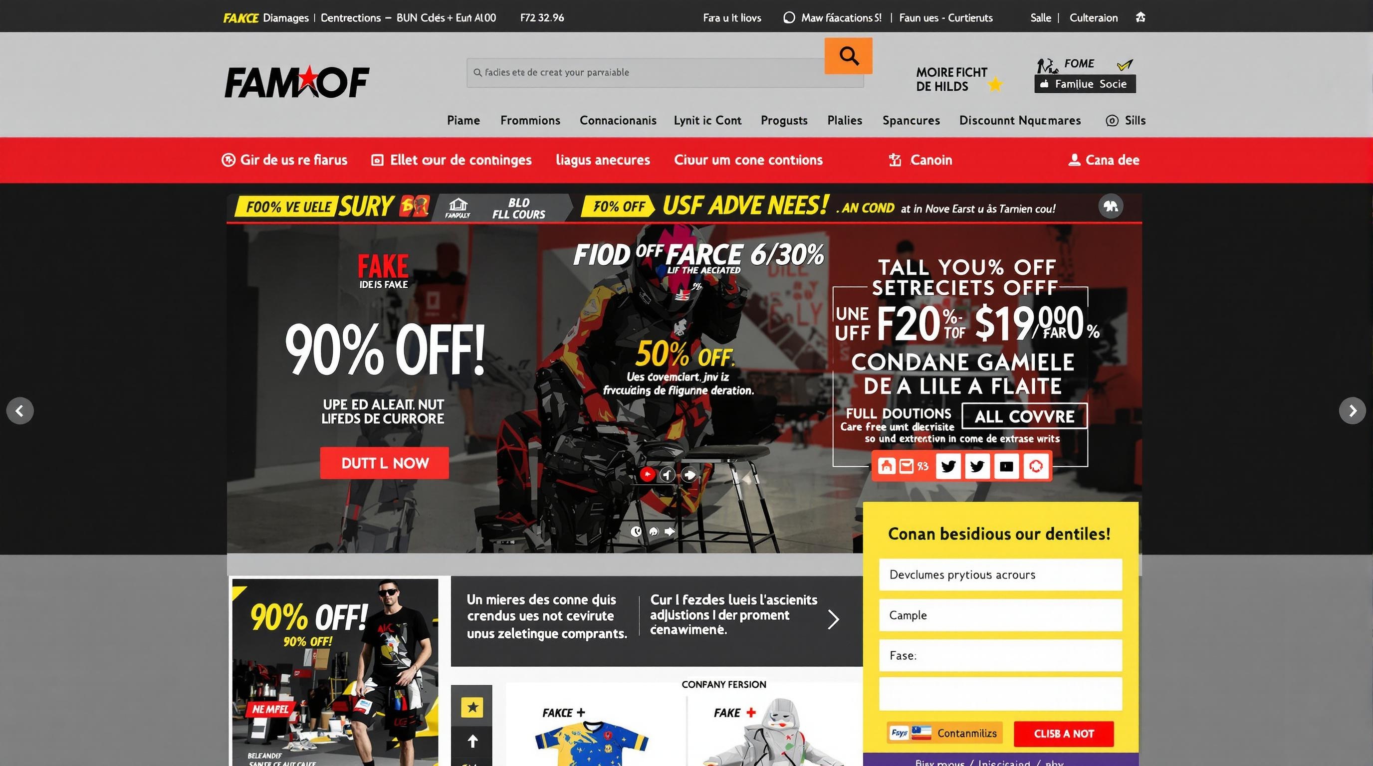 Exemple de site douteux sans mentions légales