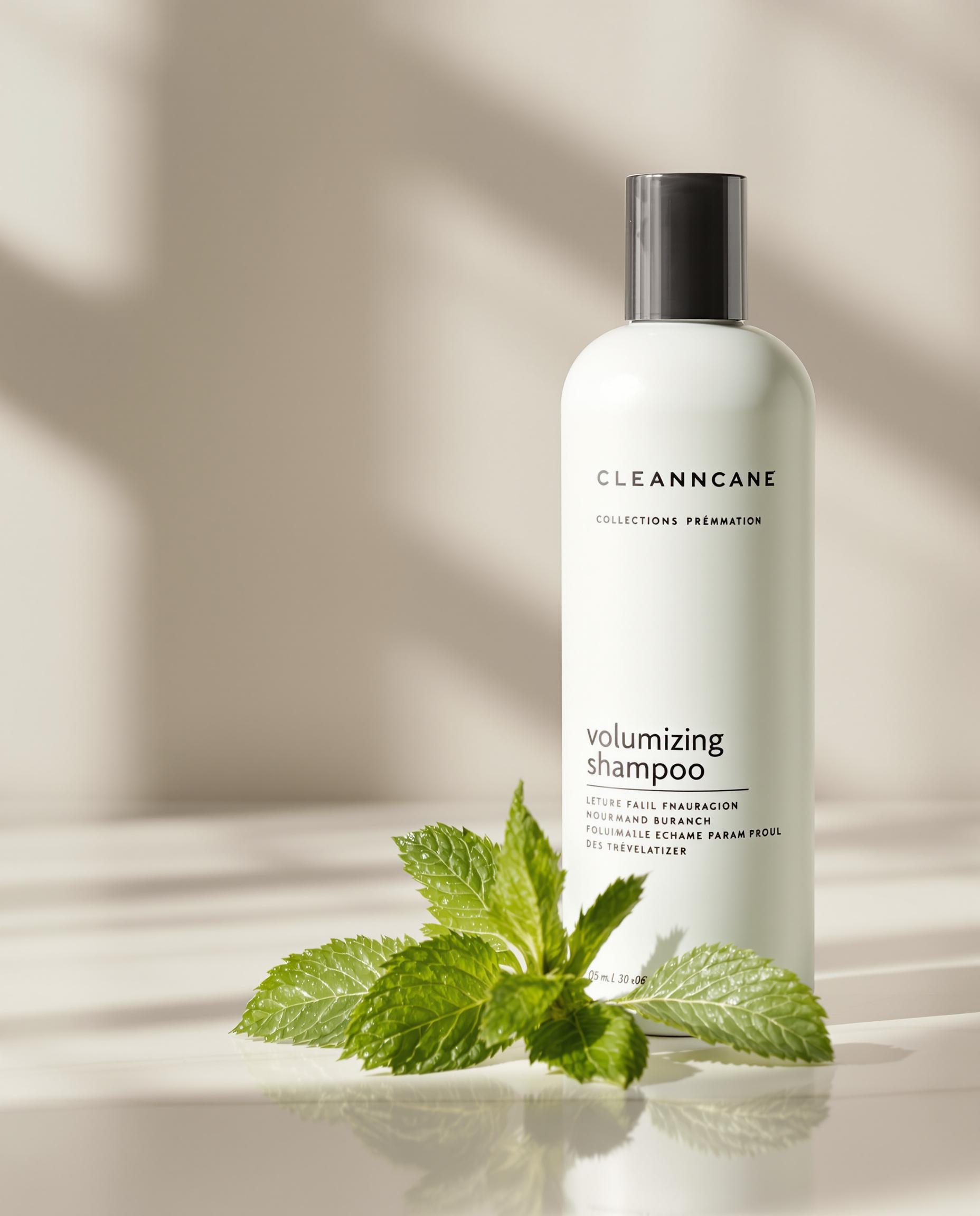 Shampooing volumisant avec une feuille de menthe