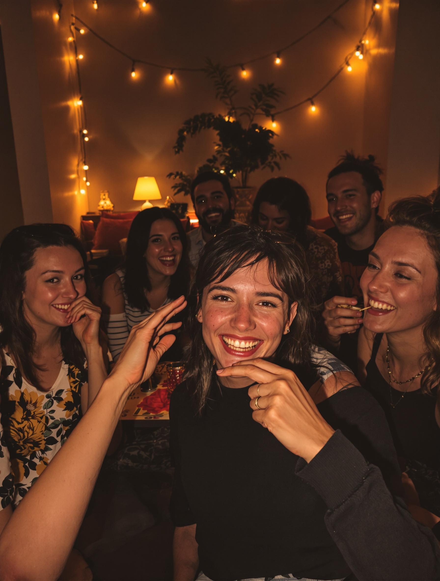 Soirée entre amis avec un focus sur le regard social lié au piercing tragus