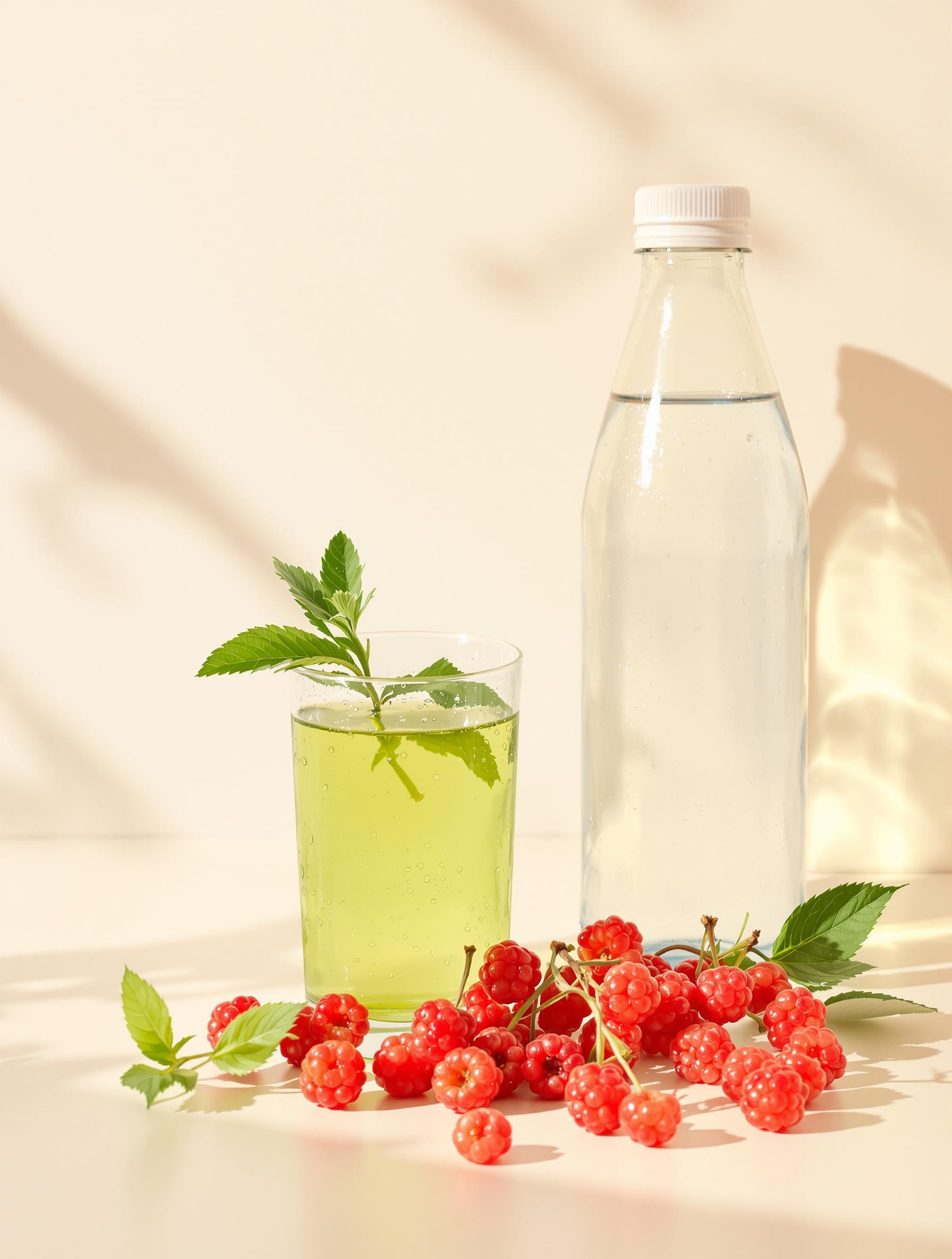 thé vert baies rouges eau verre aliments boisson anti-âge main